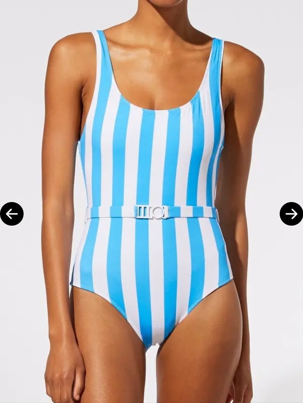 NWT Solid & Striped The Anne-Marie Belt Blue Striped One Piece Swimsuit S $168